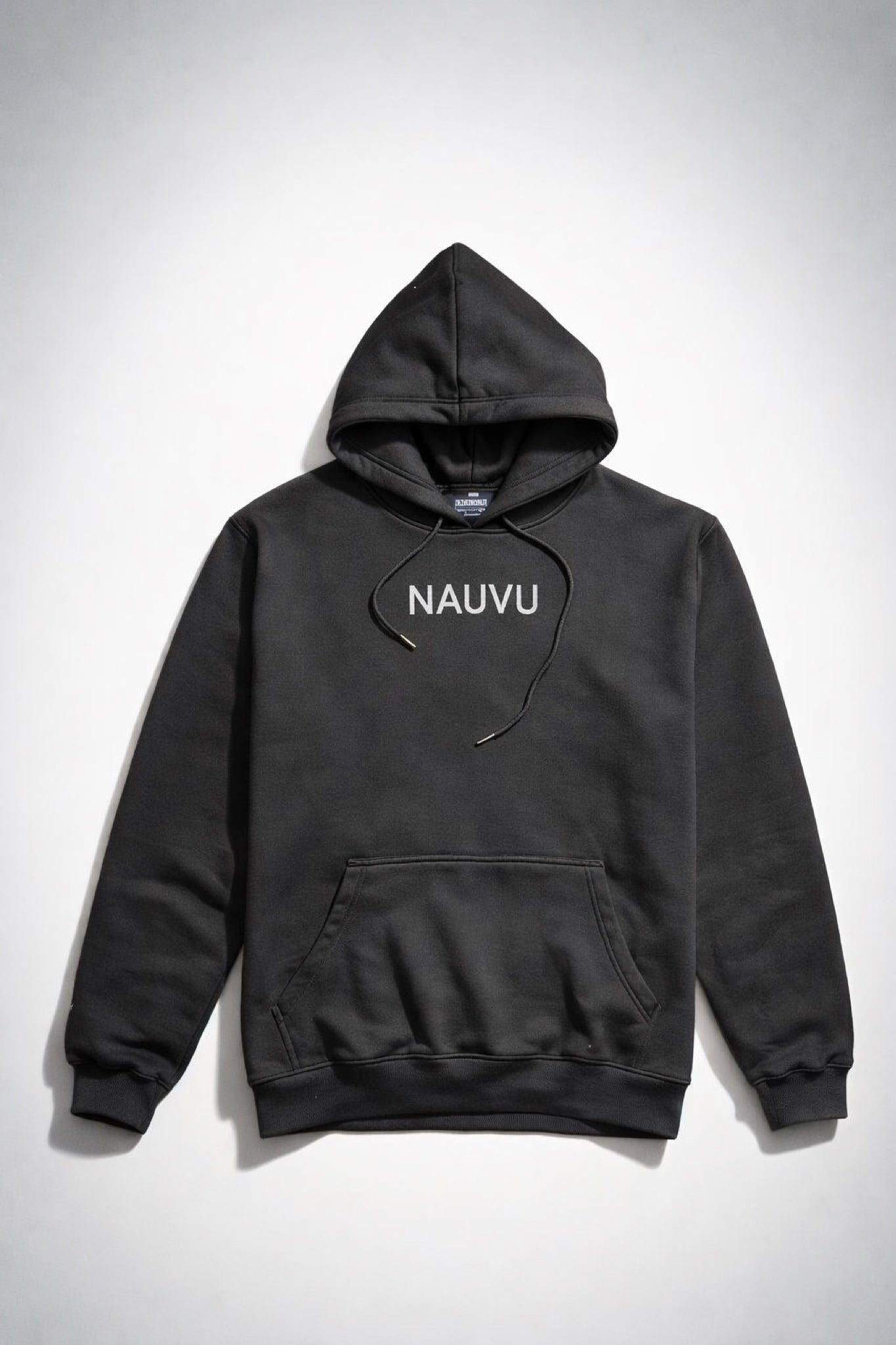 Luxury black hoodie men ribbed cuffs hem double knit cotton minimalist streetwear
