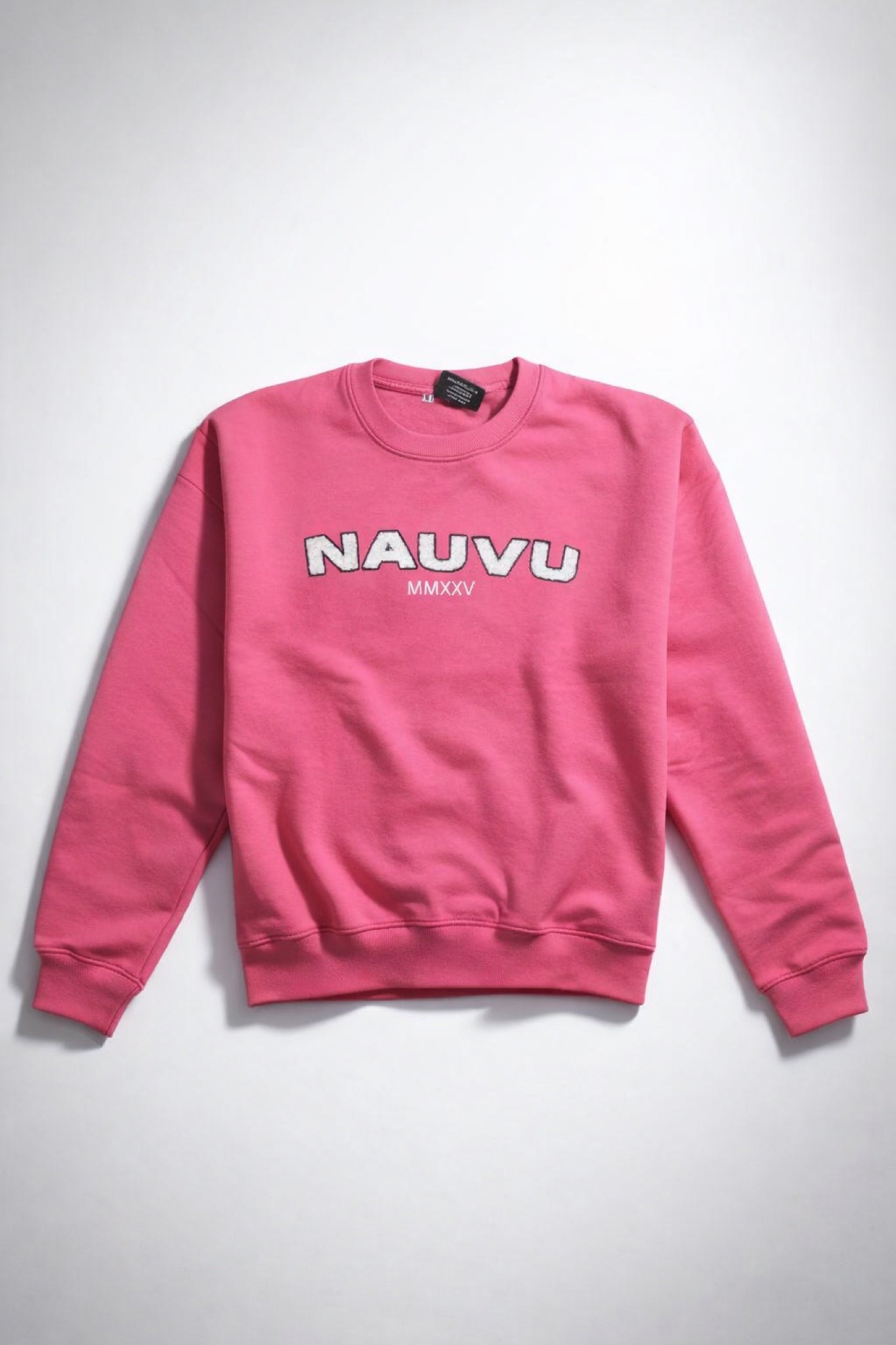 Pink chenille patched sweatshirt 
